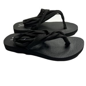 Skechers Women's Black Yoga Foam Size 11 Meditation Slingback Thong Sandal